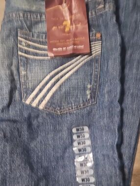 NWT 7 Seven For All Mankind Blue Jeans with Classic Contrast Stitching